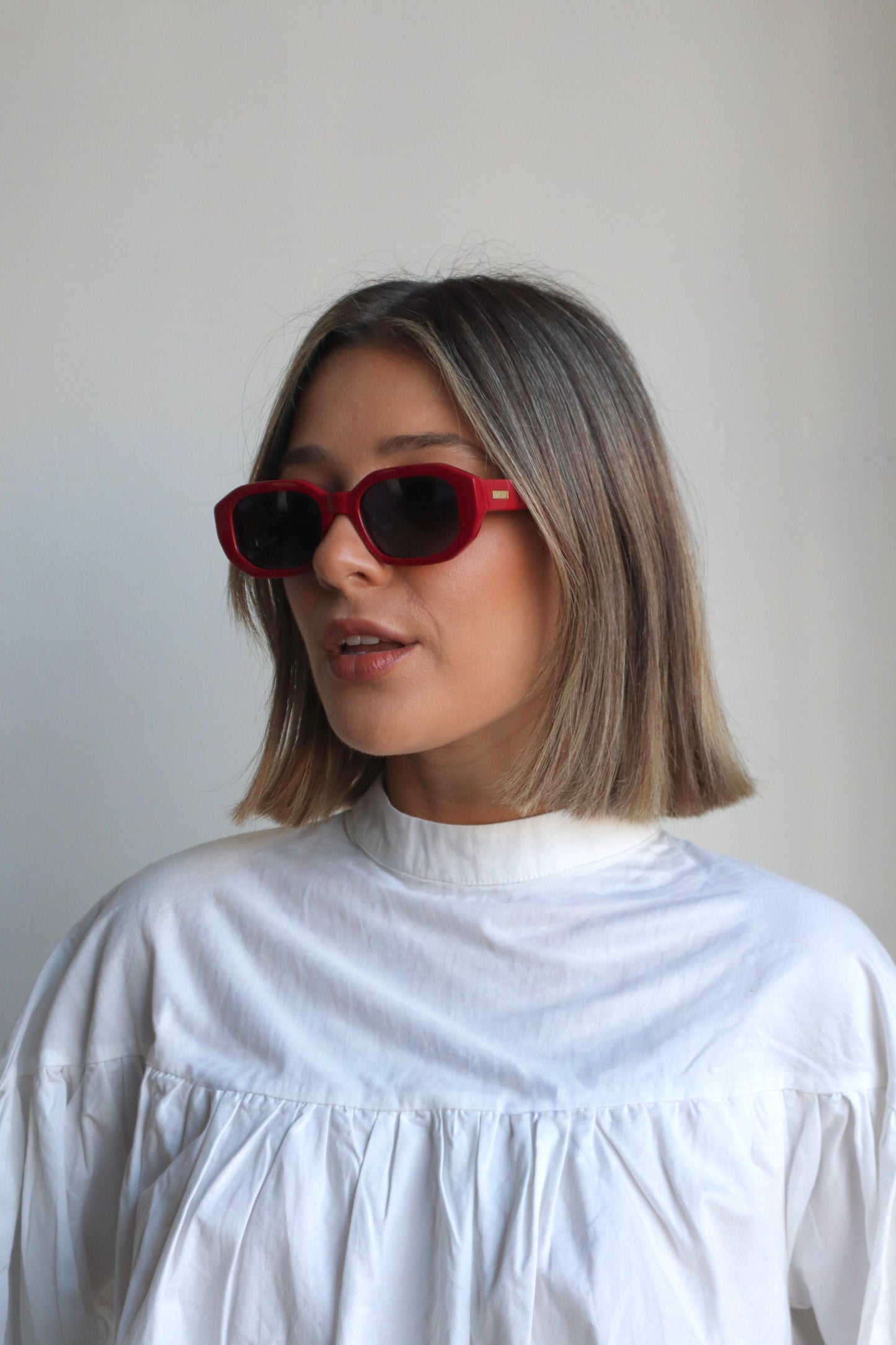Kesh - Red Grey Rectangle Sunglasses