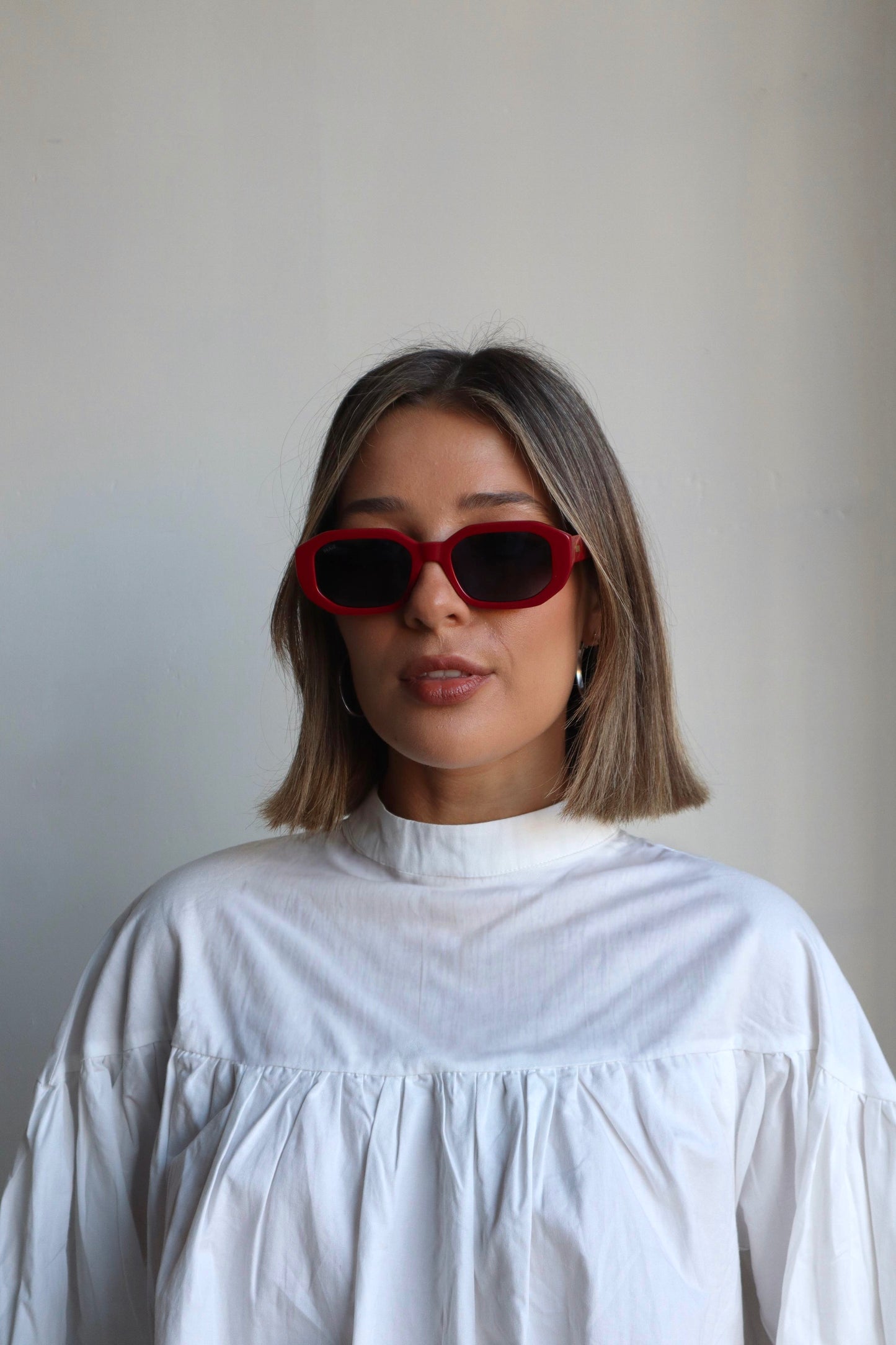 Kesh - Red Grey Rectangle Sunglasses