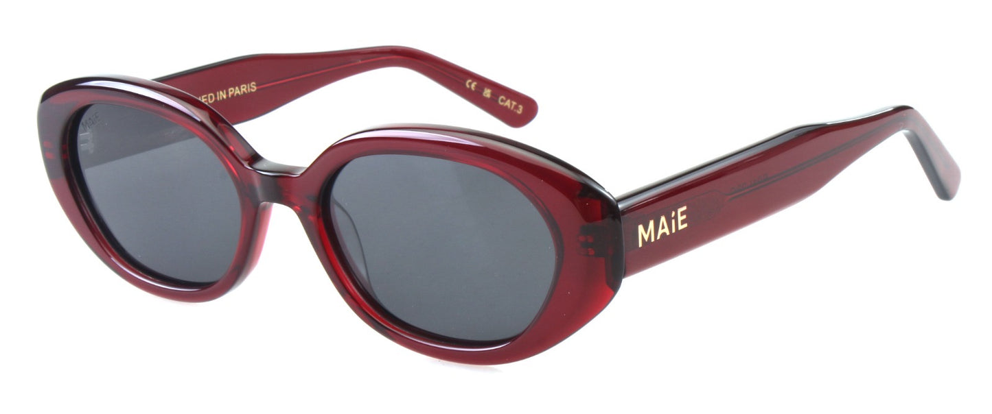 Azrou - Burgundy Grey Round Sunglasses