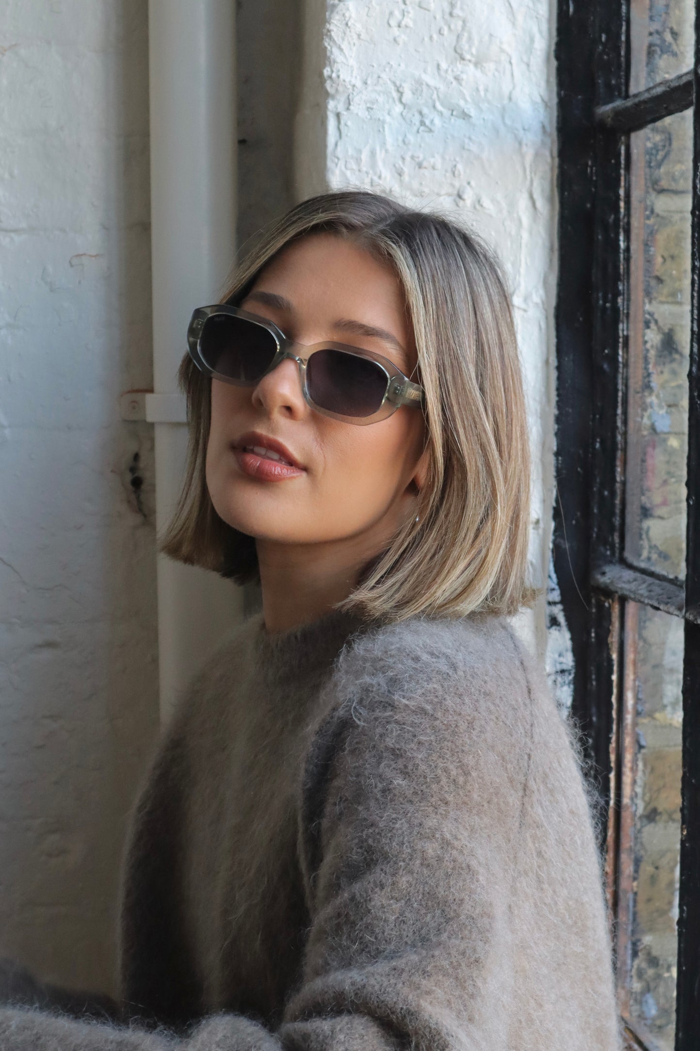 Kesh - Moss Grey Rectangle Sunglasses