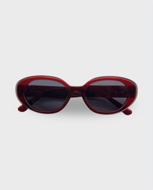 Azrou - Burgundy Grey Round Sunglasses