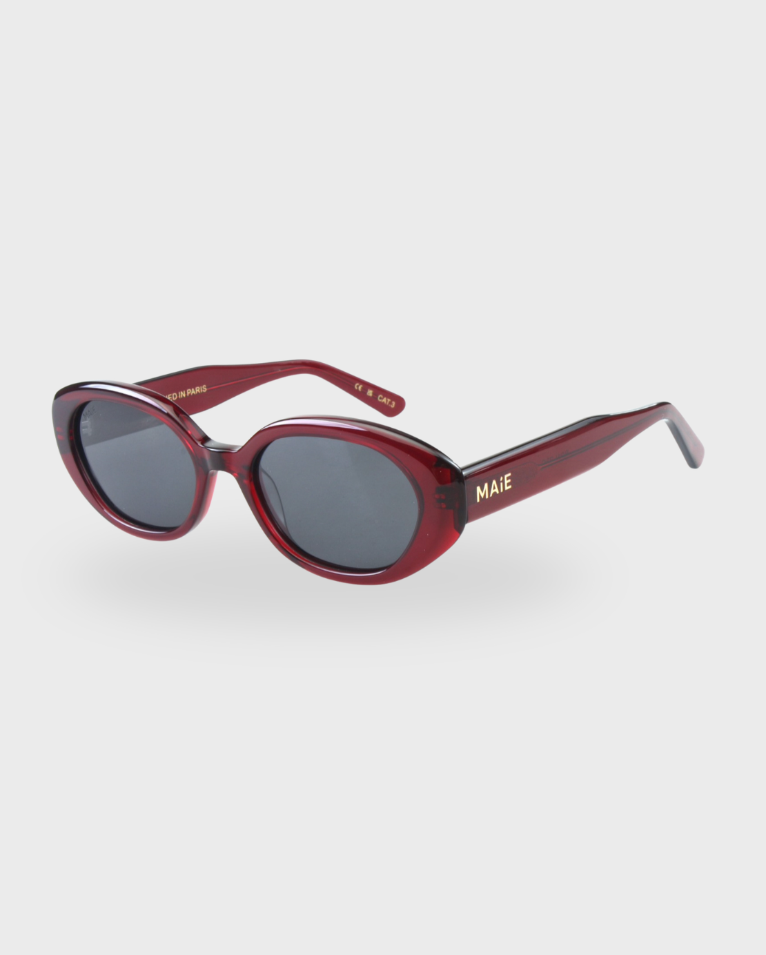 Azrou - Burgundy Grey Round Sunglasses